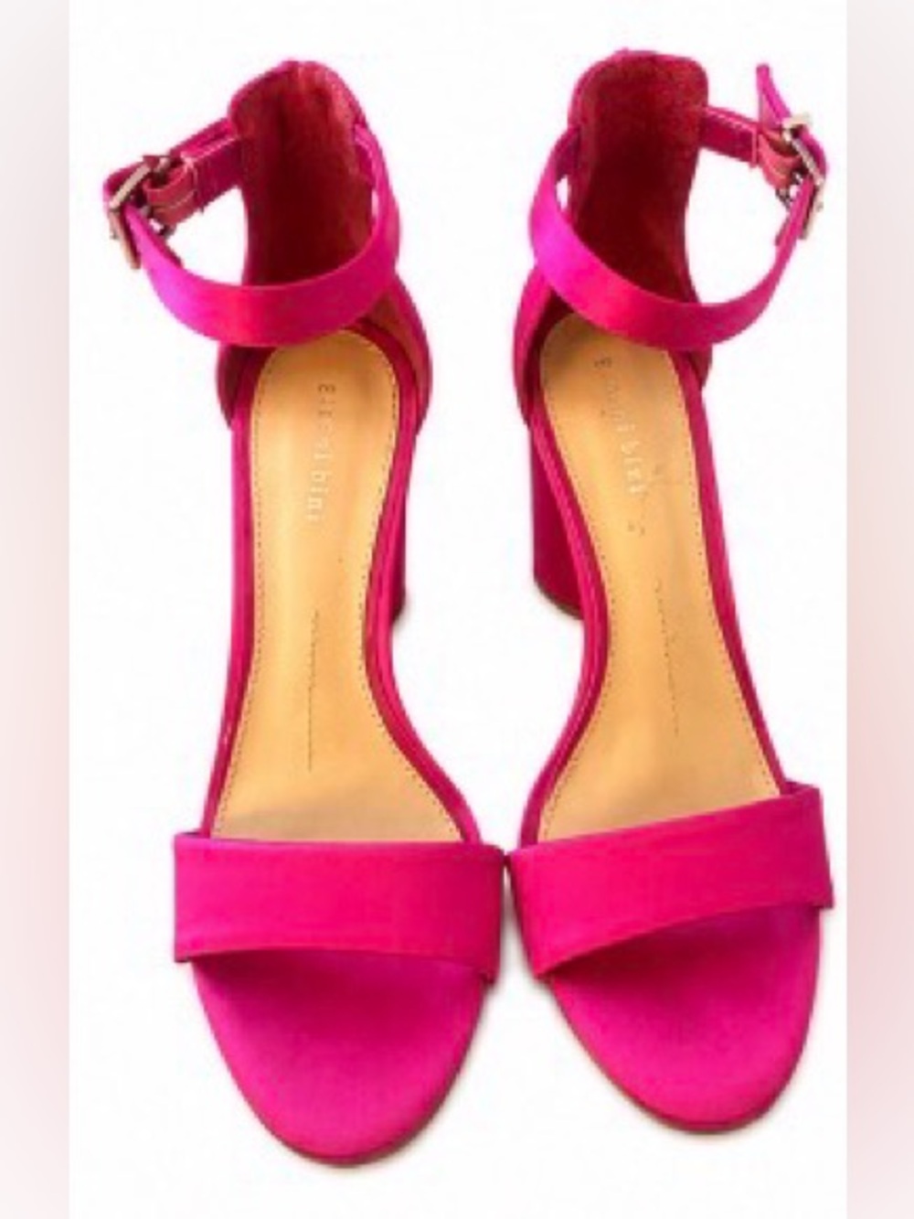 Gianni Bini Hot Pink Satin Block Heel Ankle Strap Sandals Size 9M